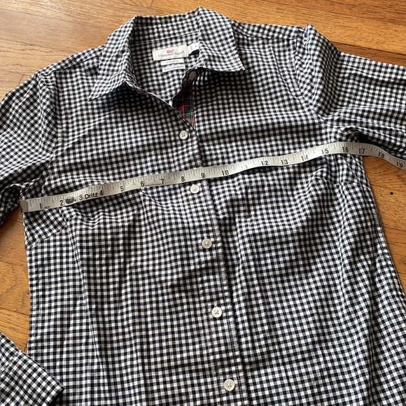 Vineyard Vines Cotton Cashmere Holiday Gingham Button Down Shirt Size 0 - Picture 4 of 12